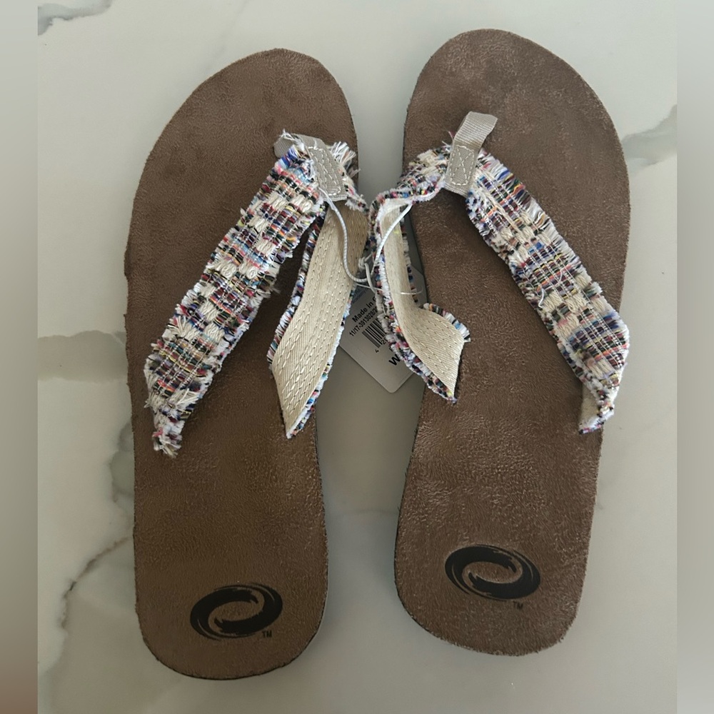 Stylish Brown Flip-Flops with Multicolor Straps